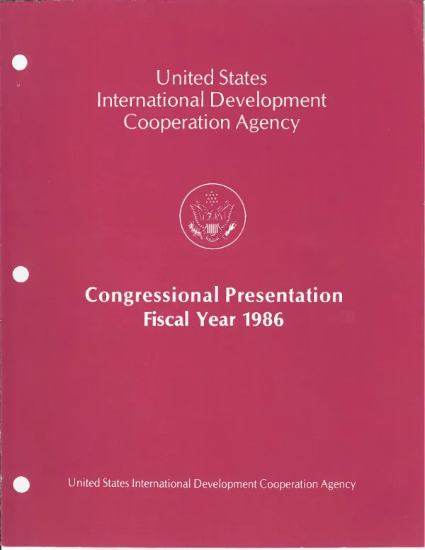 Congressional presentation, fiscal year 1986