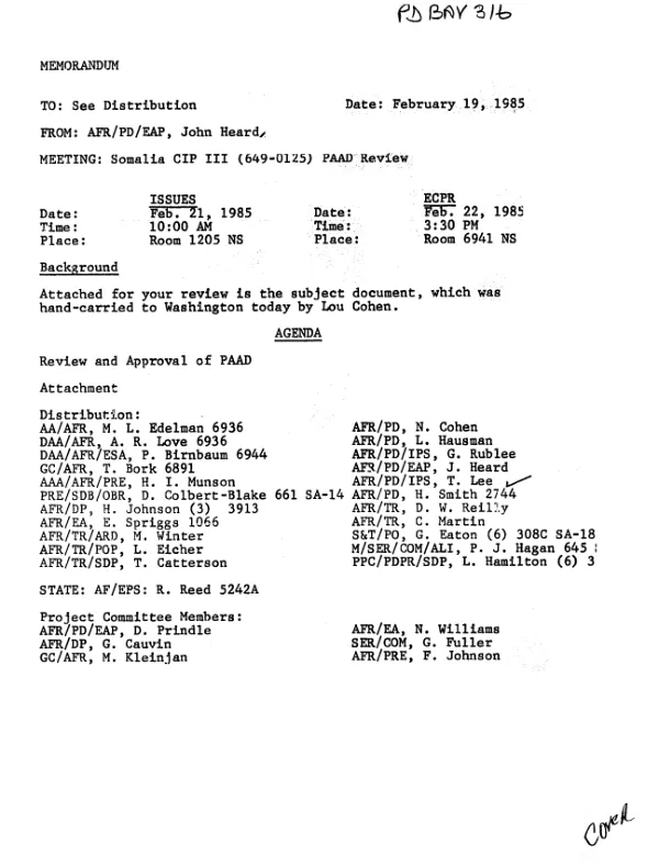 Program assistance approval document for Somalia FY 1985 commodity import program (649-0125)