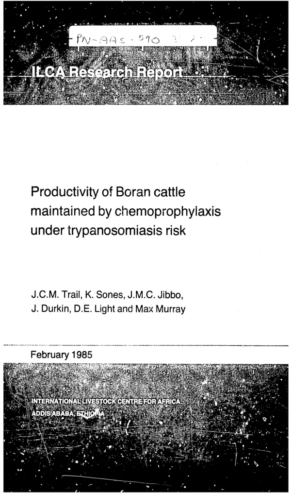 Productivity of Boran cattle maintained by chemoprophylaxis under trypanosomiasis risk