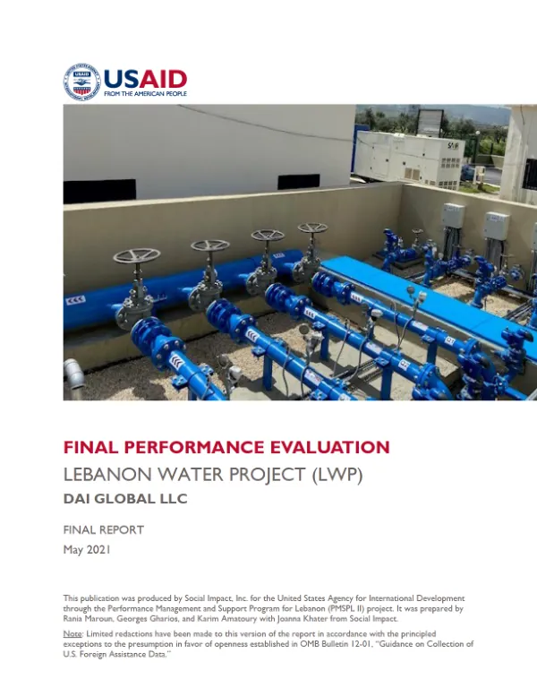 Lebanon Water Project Final Performance Evaluation