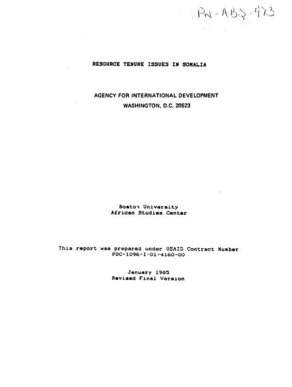Resource tenure issues in Somalia