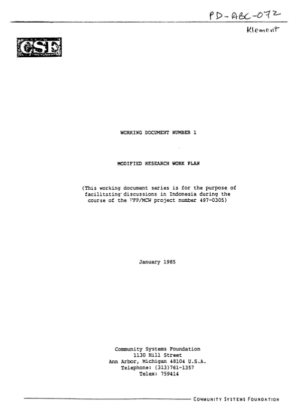 Modified research work plan