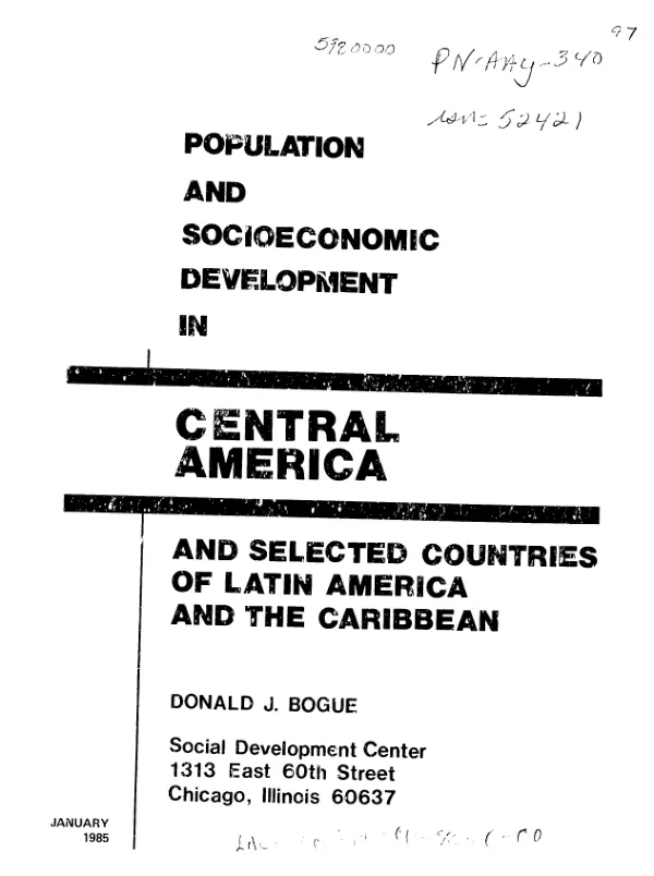 Population and socioeconomic development in Central America and selected countries of Latin America and the Caribbean