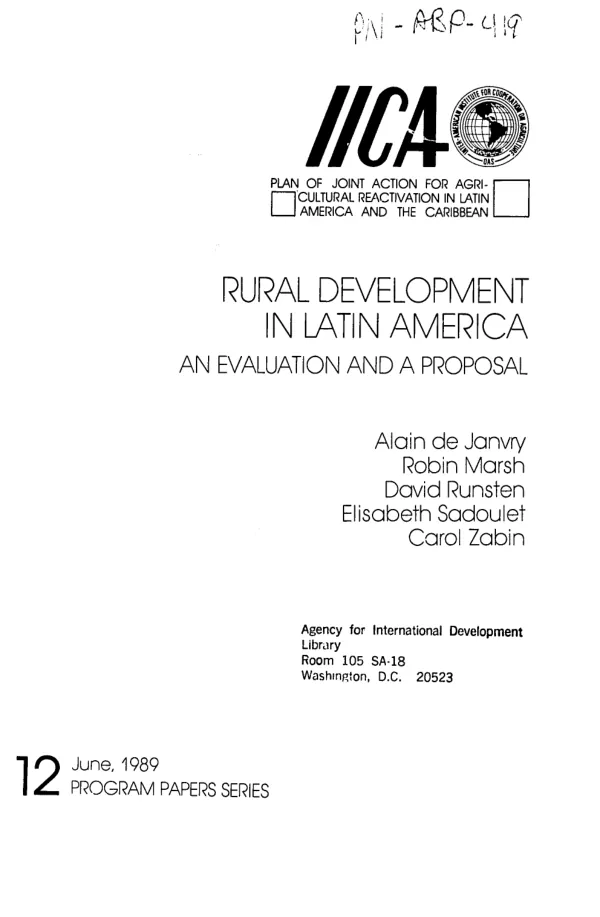 Rural development in Latin America : an evaluation and a proposal