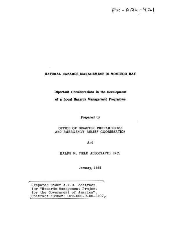 Natural hazards management in Montego Bay : important considerations in the development of a local hazards management programme