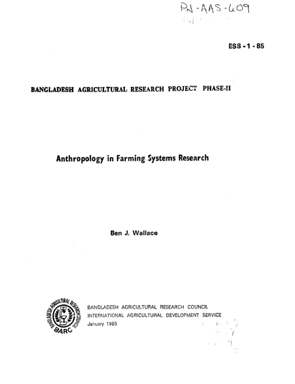 Anthropology in farming systems research