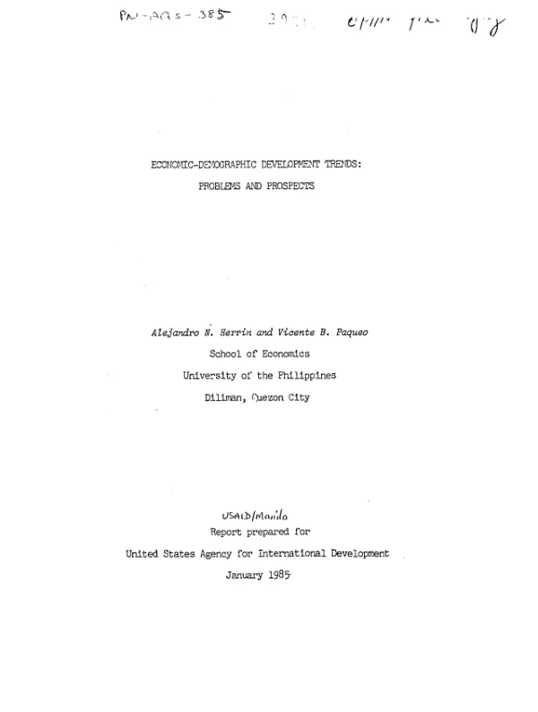 Economic - demographic development trends : problems and prospects