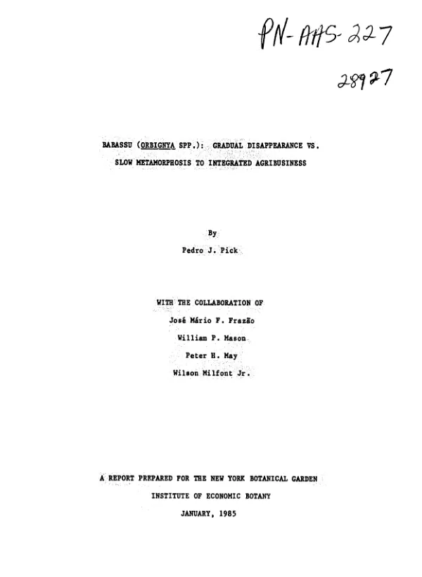 Babassu (Orbignya species) : gradual disappearance vs. slow metamorphosis to integrated agribusiness