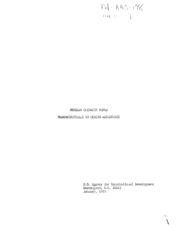 Program guidance paper : pharmaceuticals in health assistance