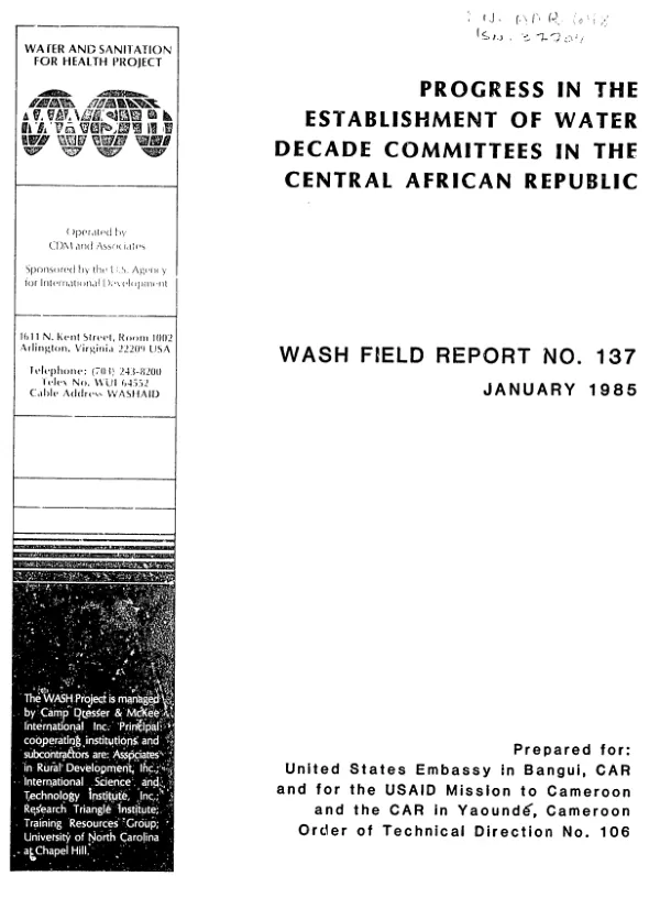 Progress in the establishment of water decade committees in the Central African Republic