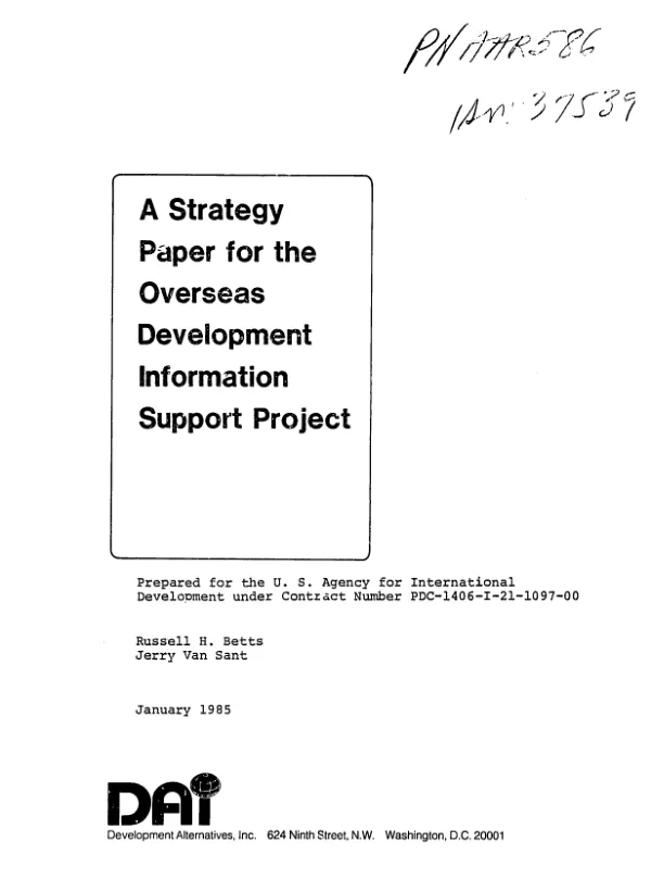 Strategy paper for the overseas development information support project