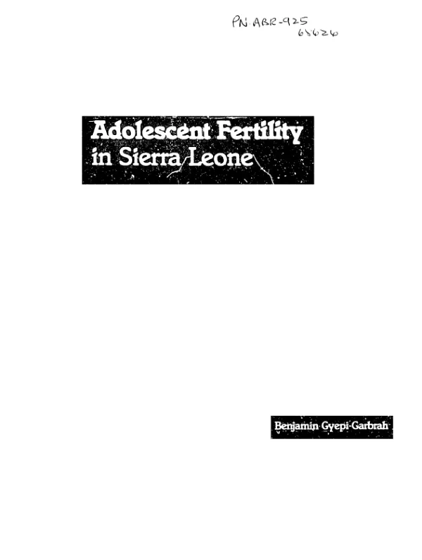 Adolescent fertility in Sierra Leone
