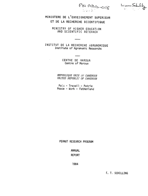 Peanut research program : annual report 1984