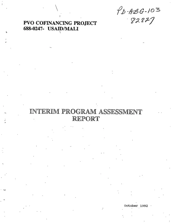 PVO co-financing project (688-0247), USAID/Mali : interim program assessment report