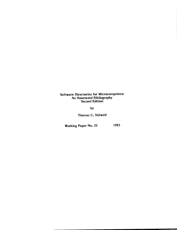 Software directories for microcomputers : an annotated bibliography, second edition