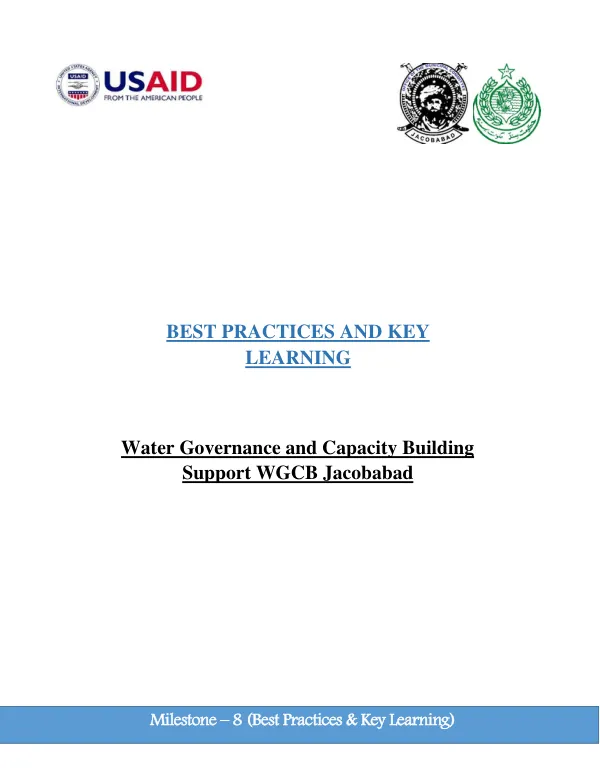 Best-practices and key learning : water governance and capacity building support WGCB Jacobabad : milestone 8
