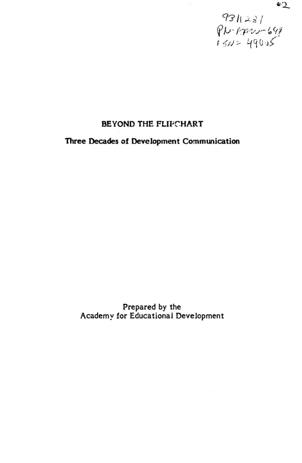 Beyond the flipchart : three decades of development communication