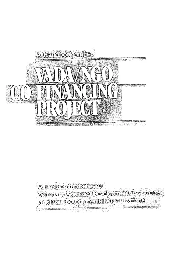 Handbook on the VADA/NGO co-financing project : a partnership between voluntary agencies development assistance and non-governmental organizations