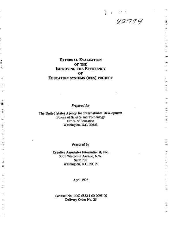 External evaluation of the improving the efficiency of education systems (IEES) project