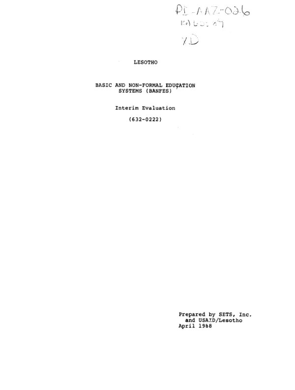 Basic and non-formal education systems (BANFES)