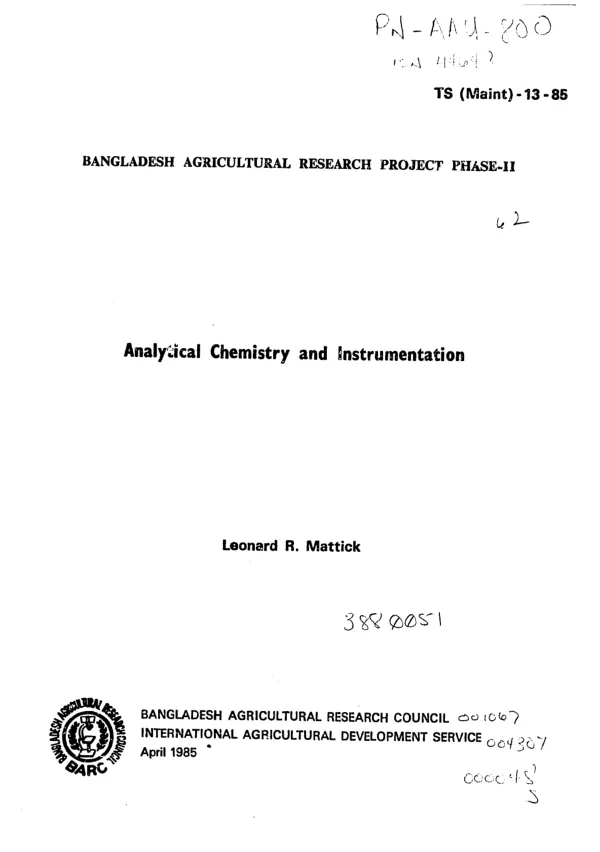 Analytical chemistry and instrumentation