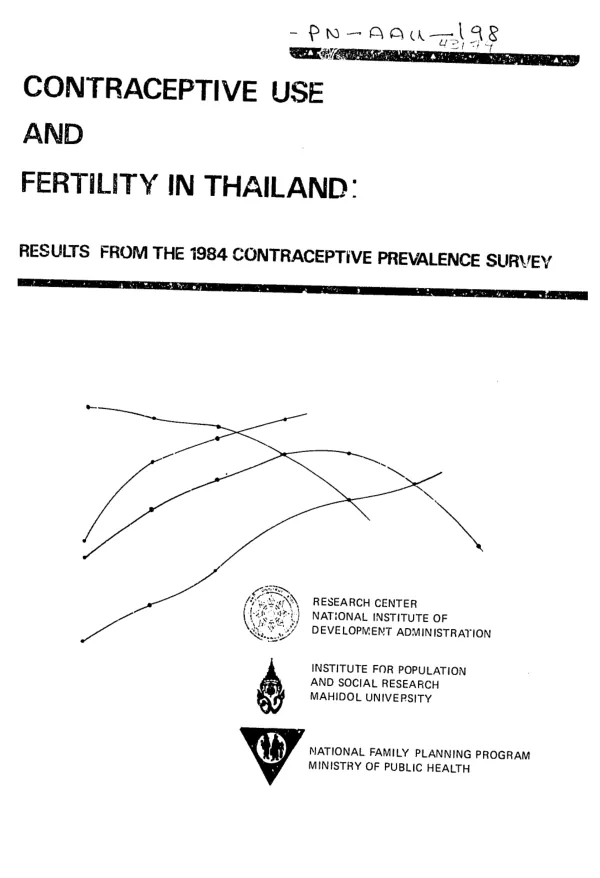 Contraceptive use and fertility in Thailand : results from the 1984 contraceptive prevalence survey