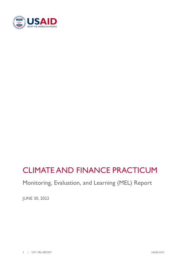 Climate and Finance Practicum (CFP) MEL Report