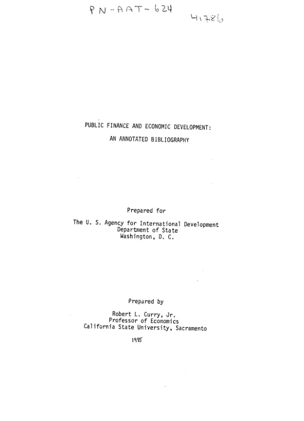 Public finance and economic development : an annotated bibliography
