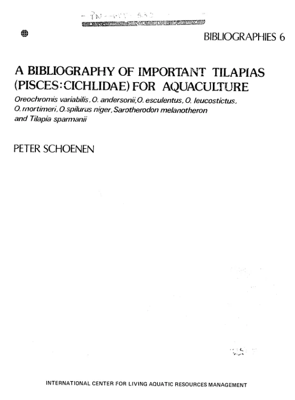 Bibliography of important Tilapias (Pisces : Cichlidae) for aquaculture