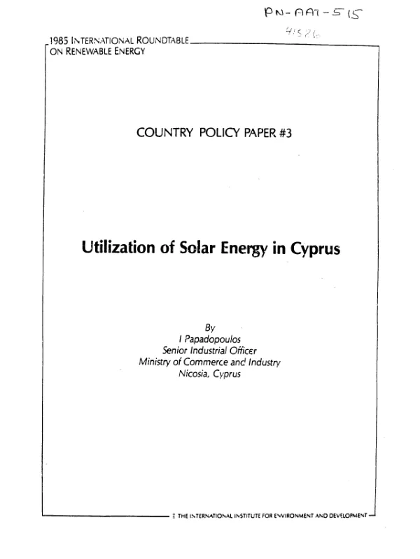 Utilization of solar energy in Cyprus
