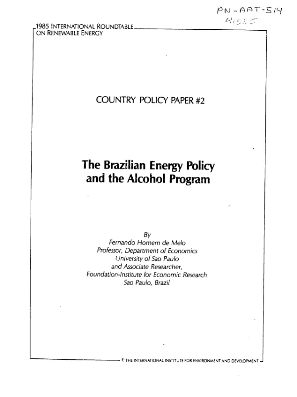 Brazilian energy policy and the alcohol program