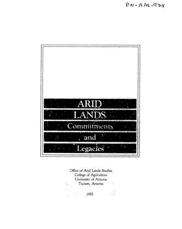 Arid lands : commitments and legacies