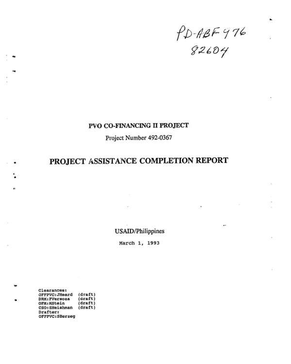 PVO co-financing II project, project number 492-0367 : project assistance completion report