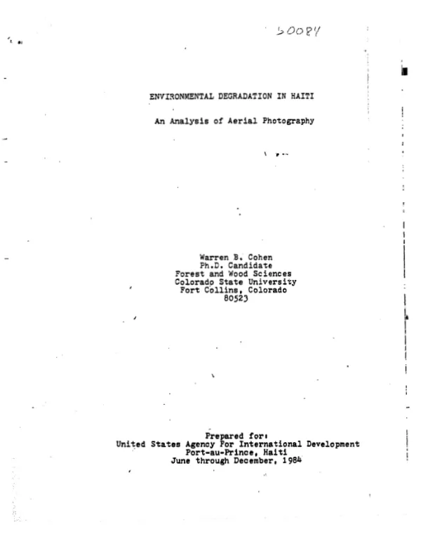 Environmental degradation in Haiti : an analysis of aerial photography