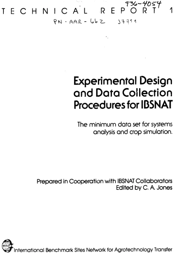 Experimental design and data collection procedures for IBSNAT