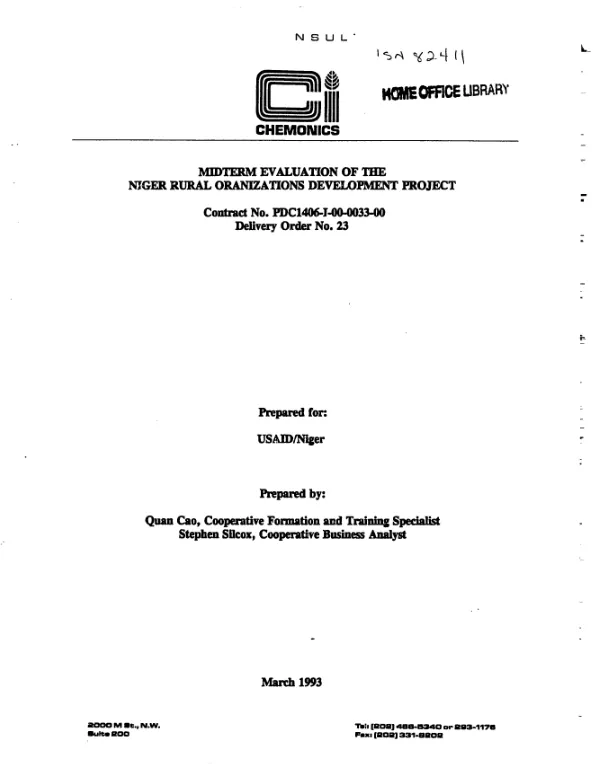 Midterm evaluation of the Niger rural organizations development project