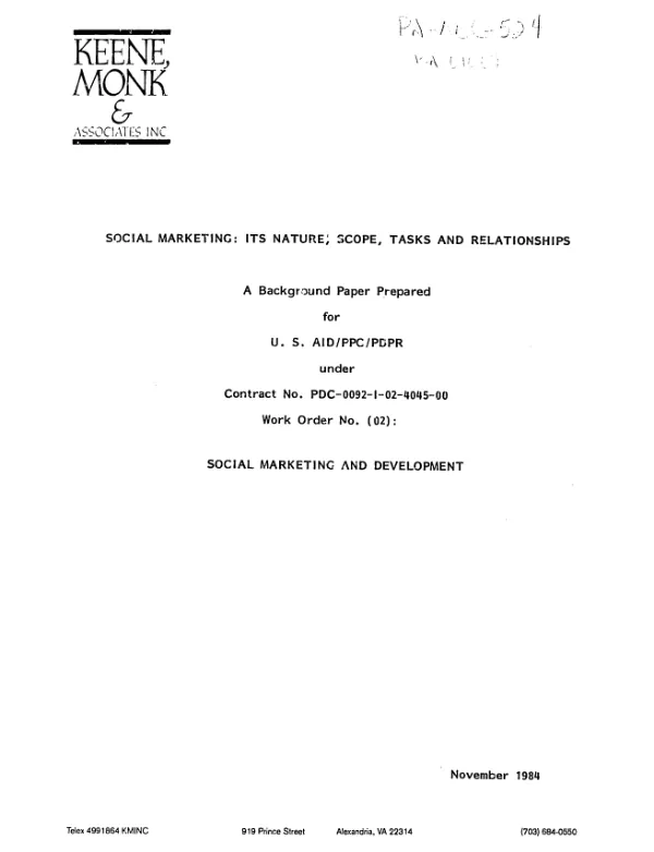Social marketing : its nature, scope, tasks and relationships