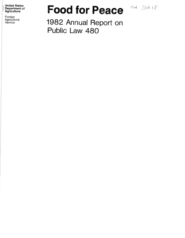 Food for peace : 1982 annual report on Public Law 480
