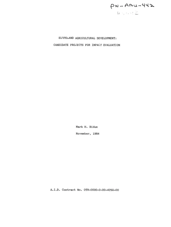 Slopeland agricultural development : candidate projects for impact evaluation