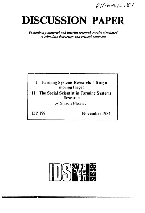 Social scientist in farming systems research