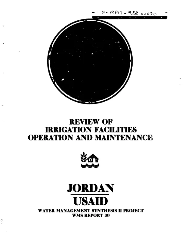 Review of irrigation facilities operation and maintenance for Jordan Valley Authority