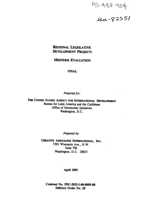 Regional legislative development project : midterm evaluation