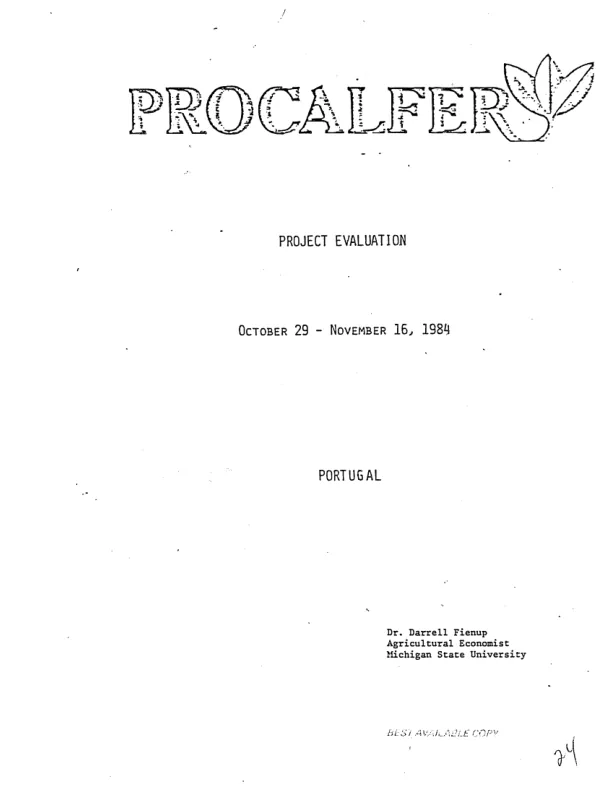 PROCALFER : project evaluation
