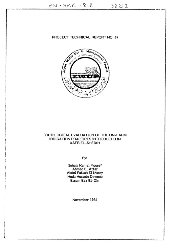 Sociological evaluation of the on-farm irrigation practices introduced in Kafr El-Sheikh