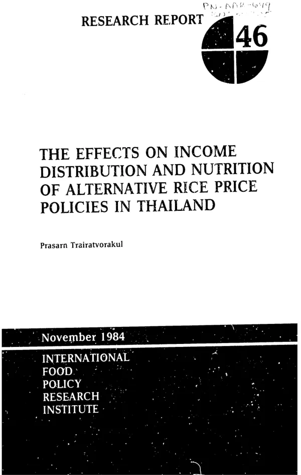 Effects on income distribution and nutrition of alternative rice price policies in Thailand