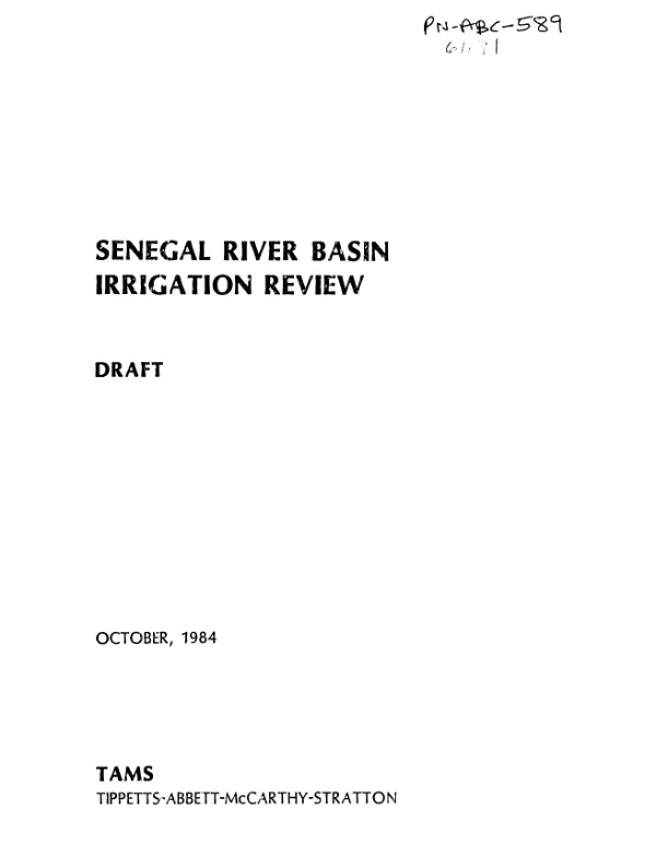 Senegal River Basin irrigation review : draft