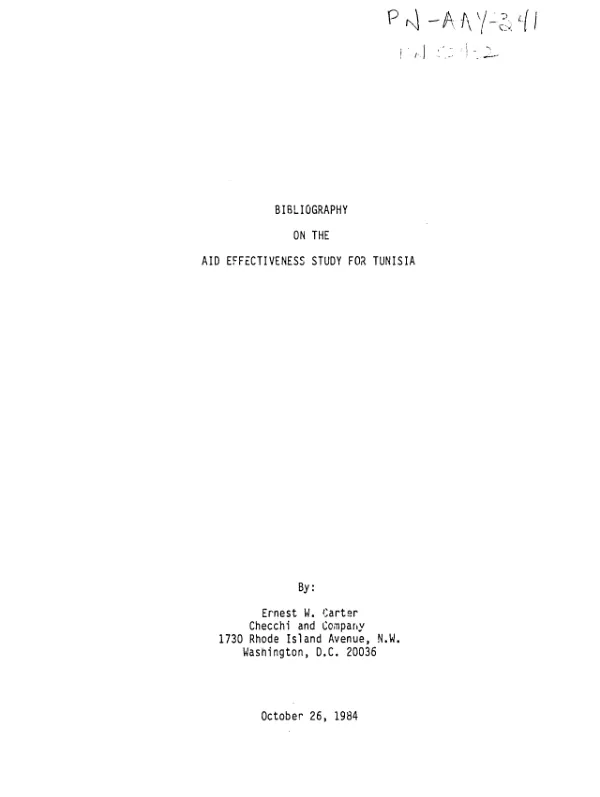 Bibliography on the aid effectiveness study for Tunisia