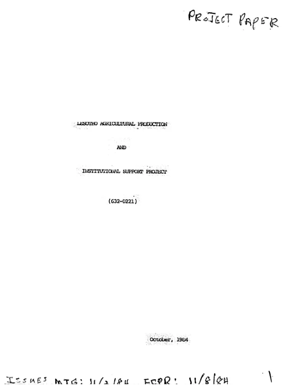 Agricultural production and institutional support