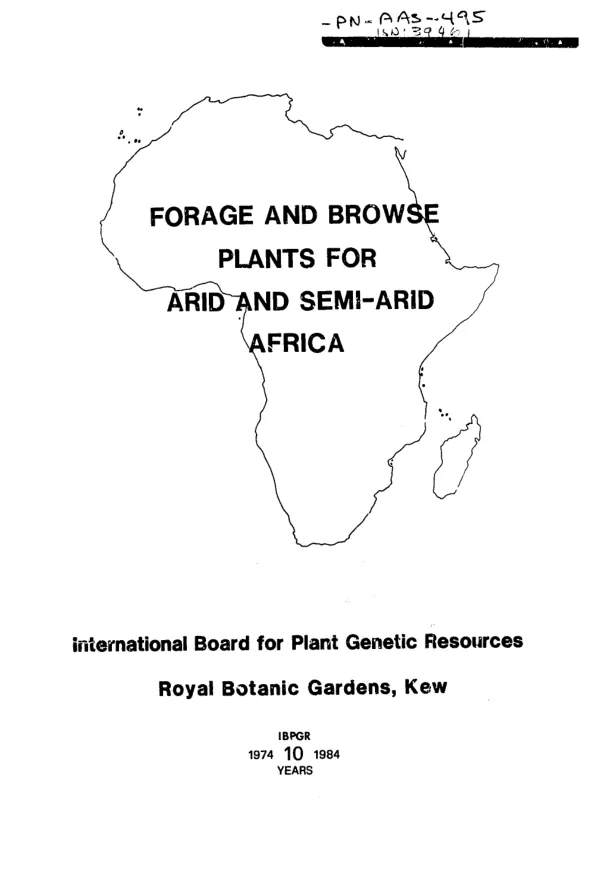 Forage and browse plants for arid and semi-arid Africa