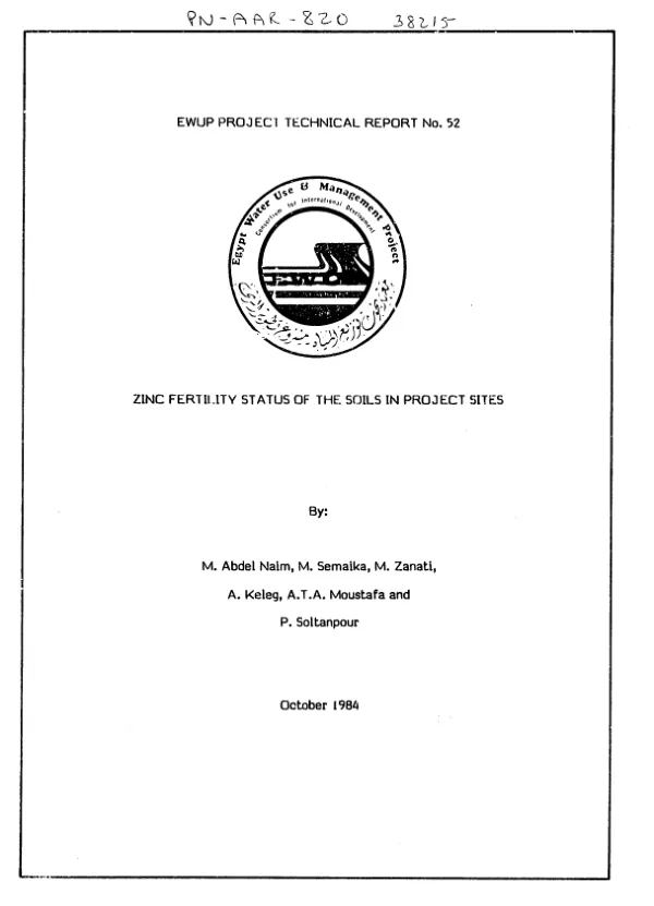 Zinc fertility status of the soils in project sites